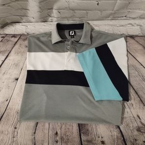 FJ Foot Joy Men's Golf Color Block Blue Gray Shirt XL